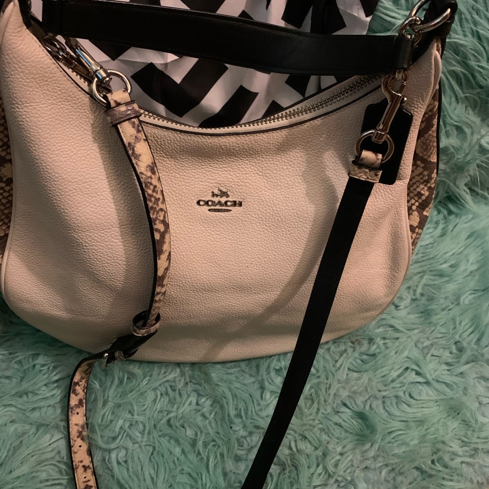 Coach Hobo Bag Mint Black White Snake - Picture 2 of 11
